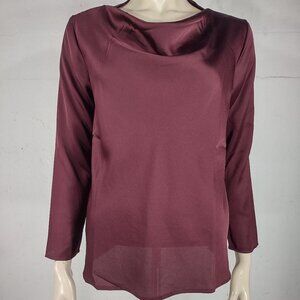 NWT Ann Taylor burgundy dark red cowl neck long sleeve blouse top ladies XS